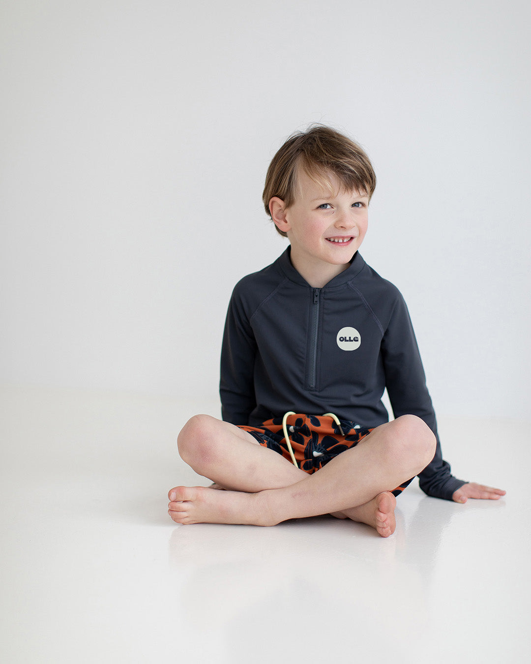 OLLE LS RASH VEST - Blue Charcoal