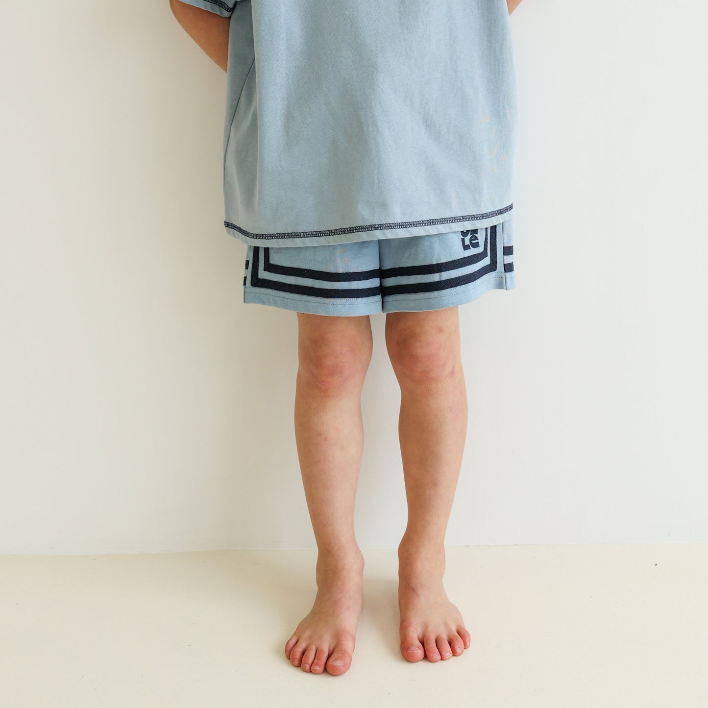 Children’s organic cotton jersey Easy Short in Seafoam by OLLE, with relaxed fit and embroidery