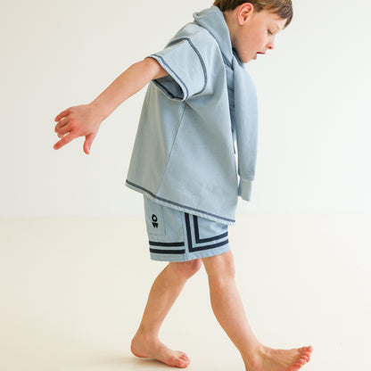 Children’s organic cotton jersey Easy Short in Seafoam by OLLE, with relaxed fit and embroidery