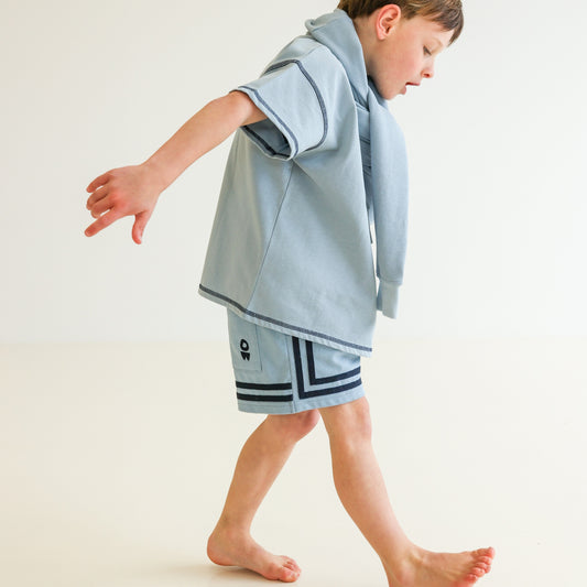 Children’s organic cotton jersey Easy Short in Seafoam by OLLE, with relaxed fit and embroidery