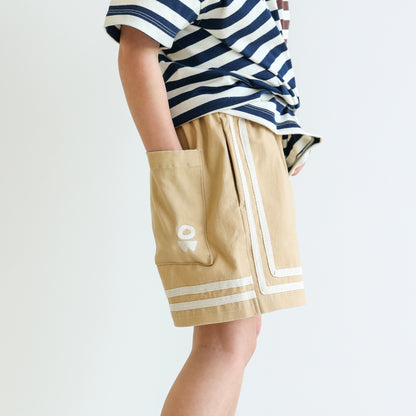Children’s organic cotton Easy Short in Sand by OLLE, with relaxed fit and embroidery