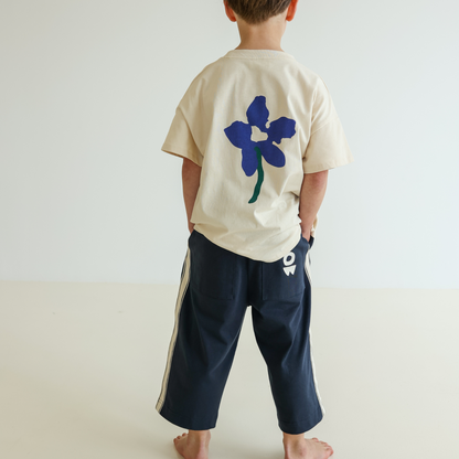 Children’s organic cotton t-shirt by OLLE in Sand colour with oversized fit and back print